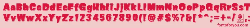 フォントSuperSevenShadowedDemo – ピンクの背景に赤い文字
