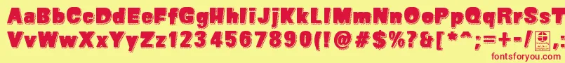 SuperSevenShadowedDemo Font – Red Fonts on Yellow Background