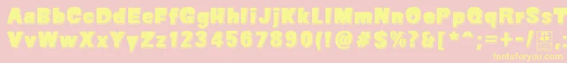 SuperSevenShadowedDemo-Schriftart – Gelbe Schriften auf rosa Hintergrund