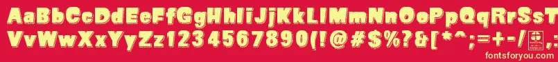 SuperSevenShadowedDemo-fontti – keltaiset fontit punaisella taustalla