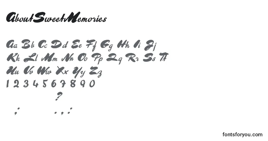Czcionka AboutSweetMemories – alfabet, cyfry, specjalne znaki
