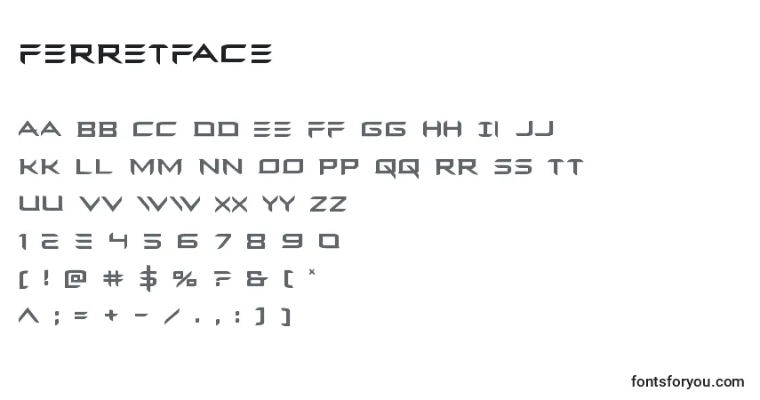 Schriftart Ferretface – Alphabet, Zahlen, spezielle Symbole