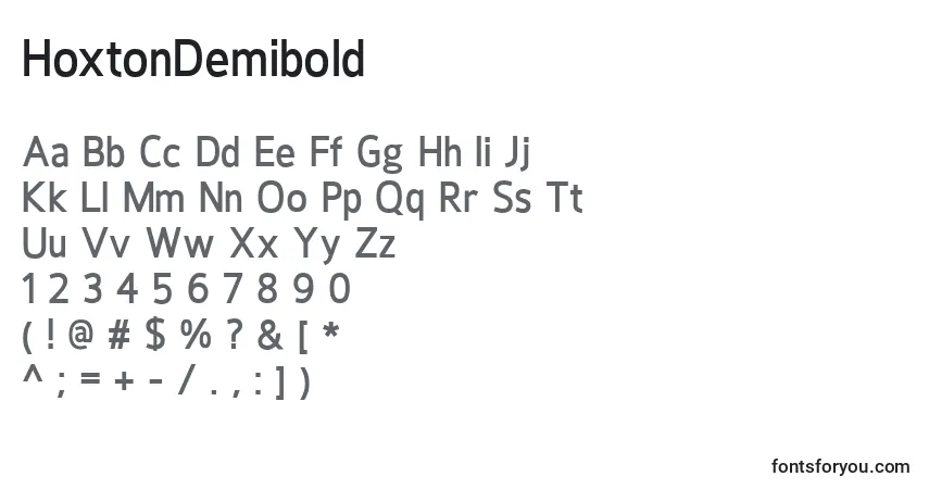 A fonte HoxtonDemibold – alfabeto, números, caracteres especiais