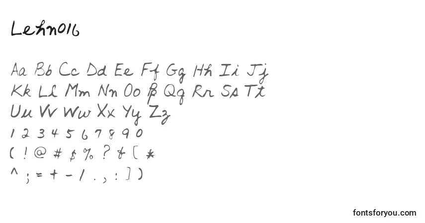 A fonte Lehn016 – alfabeto, números, caracteres especiais