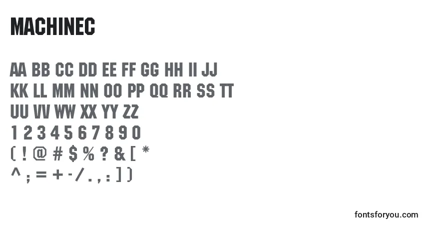 Machinec-fontti – aakkoset, numerot, erikoismerkit