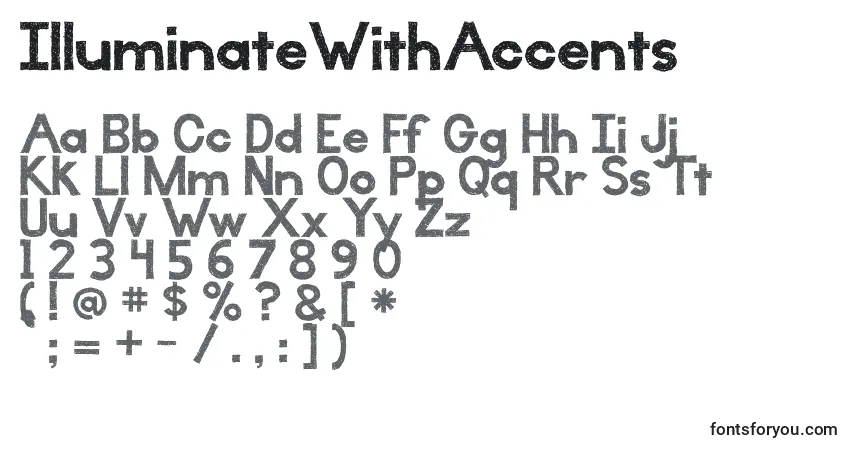 Schriftart IlluminateWithAccents – Alphabet, Zahlen, spezielle Symbole