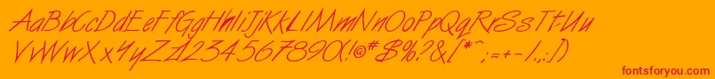 SurferItalic-Schriftart – Rote Schriften auf orangefarbenem Hintergrund