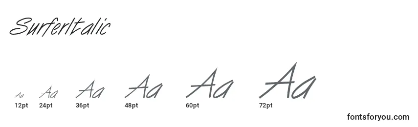 SurferItalic Font Sizes