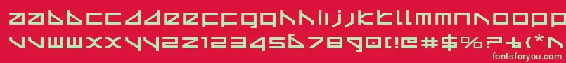 フォントDeltav2e – 赤い背景に緑の文字