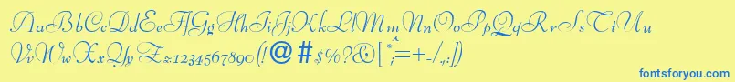BernhardscriptRegular Font – Blue Fonts on Yellow Background