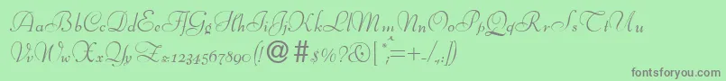 フォントBernhardscriptRegular – 緑の背景に灰色の文字