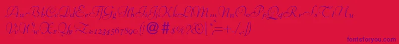 BernhardscriptRegular Font – Purple Fonts on Red Background