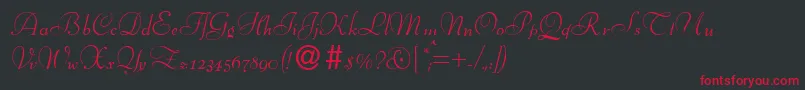 フォントBernhardscriptRegular – 黒い背景に赤い文字