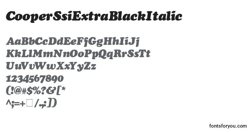 Schriftart CooperSsiExtraBlackItalic – Alphabet, Zahlen, spezielle Symbole