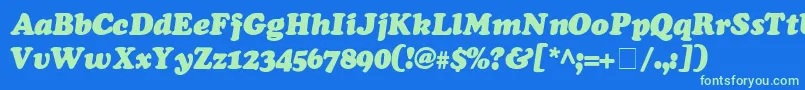 Шрифт CooperSsiExtraBlackItalic – зелёные шрифты на синем фоне