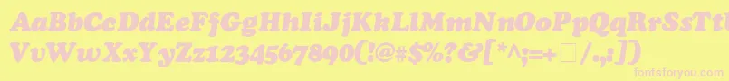 Fonte CooperSsiExtraBlackItalic – fontes rosa em um fundo amarelo