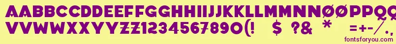 フォントCoradium – 紫色のフォント、黄色の背景