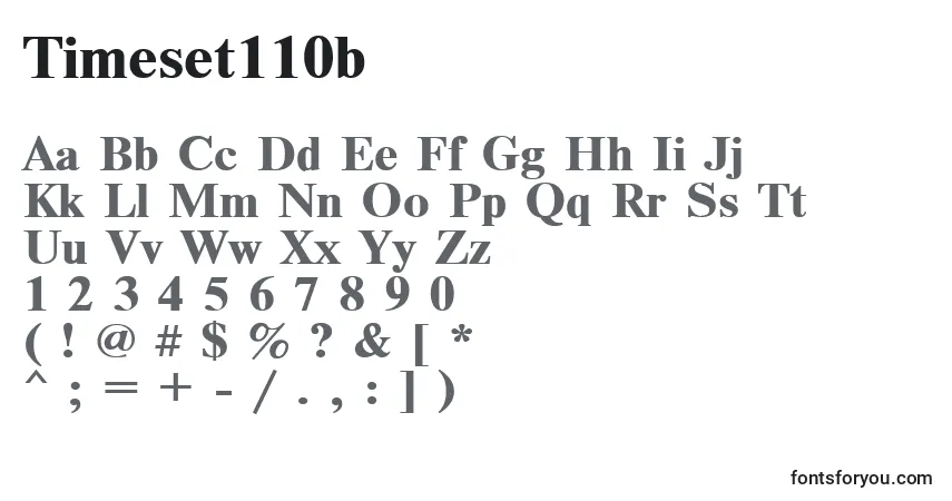 Czcionka Timeset110b – alfabet, cyfry, specjalne znaki