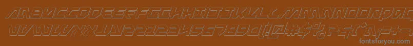 MetalStorm3DItalic-fontti – harmaat kirjasimet ruskealla taustalla
