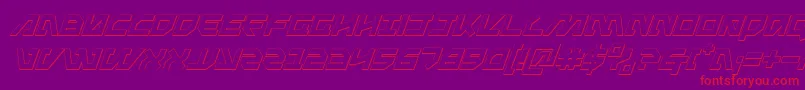 MetalStorm3DItalic-Schriftart – Rote Schriften auf violettem Hintergrund