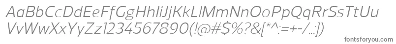ReganItalic-fontti – harmaat kirjasimet valkoisella taustalla
