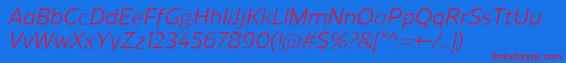 ReganItalic Font – Red Fonts on Blue Background