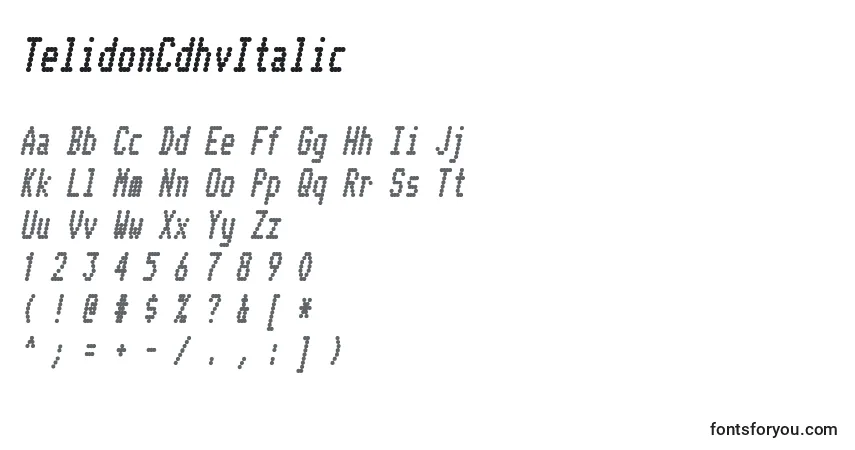 Шрифт TelidonCdhvItalic – алфавит, цифры, специальные символы