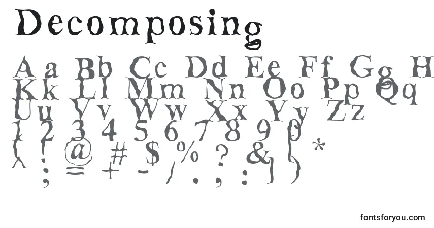 Шрифт Decomposing – алфавит, цифры, специальные символы