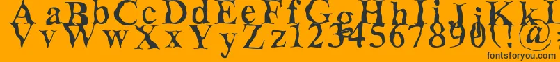 Decomposing-Schriftart – Schwarze Schriften auf orangefarbenem Hintergrund
