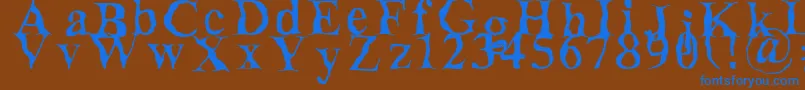 Weitere Informationen zur Decomposing-Schriftart Decomposing-Schriftart – Blaue Schriften auf braunem Hintergrund
