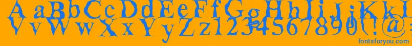 Decomposing-Schriftart – Blaue Schriften auf orangefarbenem Hintergrund