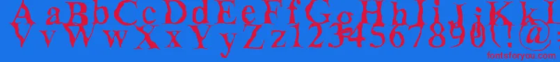Decomposing Font – Red Fonts on Blue Background