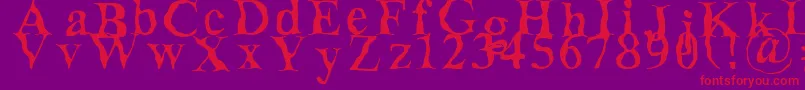 フォントDecomposing – 紫の背景に赤い文字