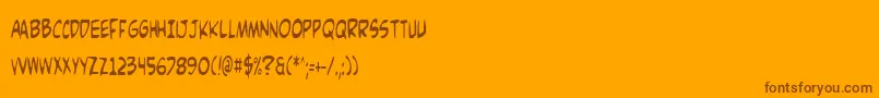 ComicBookCommandoCond-Schriftart – Braune Schriften auf orangefarbenem Hintergrund