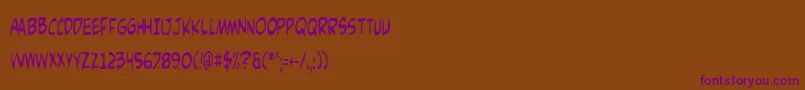 ComicBookCommandoCond-Schriftart – Violette Schriften auf braunem Hintergrund