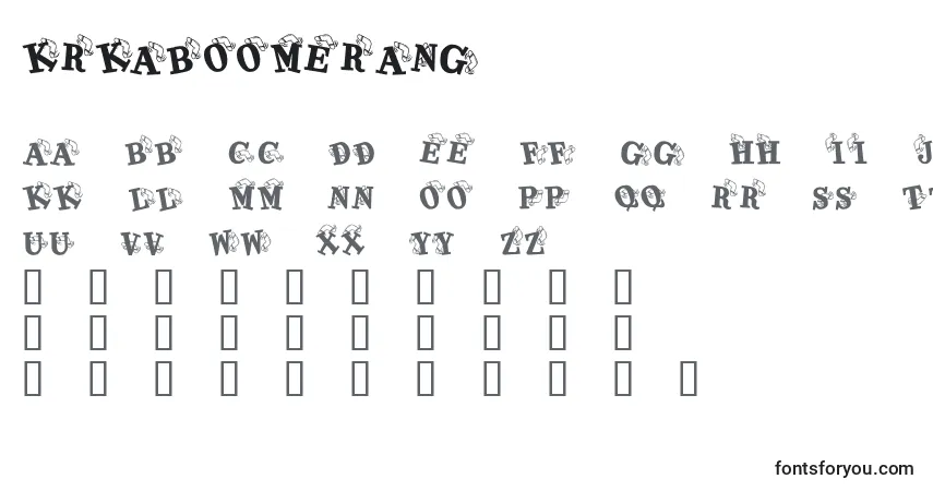 Schriftart KrKaboomerang – Alphabet, Zahlen, spezielle Symbole