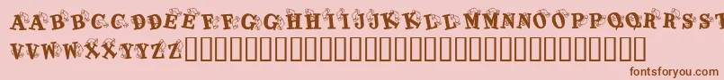 Fonte KrKaboomerang – fontes marrons em um fundo rosa