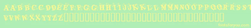 KrKaboomerang-Schriftart – Gelbe Schriften auf grünem Hintergrund