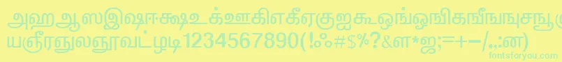 フォントElangoTmlPanchaliNormal – 黄色い背景に緑の文字