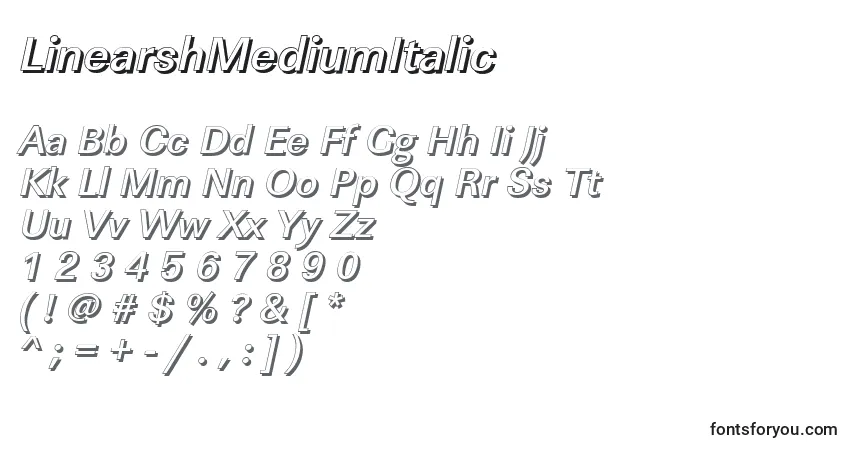 Schriftart LinearshMediumItalic – Alphabet, Zahlen, spezielle Symbole