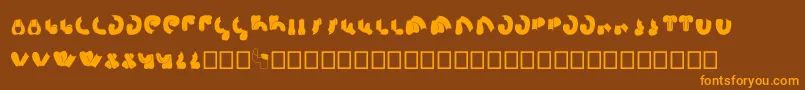 フォントSemiShaft – オレンジ色の文字が茶色の背景にあります。