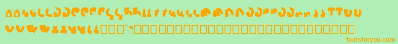 フォントSemiShaft – オレンジの文字が緑の背景にあります。