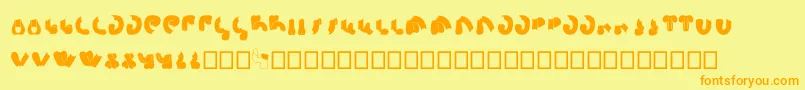 フォントSemiShaft – オレンジの文字が黄色の背景にあります。
