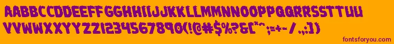 Johnnytorchleft-Schriftart – Violette Schriften auf orangefarbenem Hintergrund