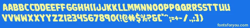フォントJohnnytorchleft – 黄色の文字、青い背景