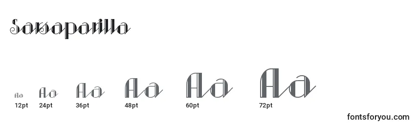 Sarsaparilla Font Sizes