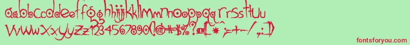 Gothic Hijinx Rough-Schriftart – Rote Schriften auf grünem Hintergrund