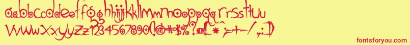 Fonte Gothic Hijinx Rough – fontes vermelhas em um fundo amarelo