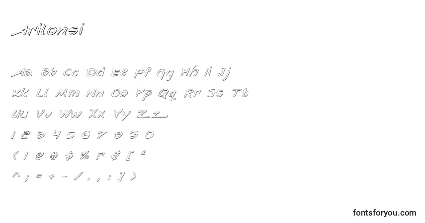 A fonte Arilonsi – alfabeto, números, caracteres especiais
