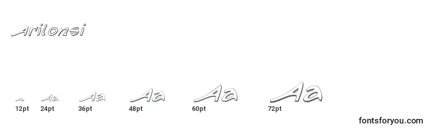 Размеры шрифта Arilonsi